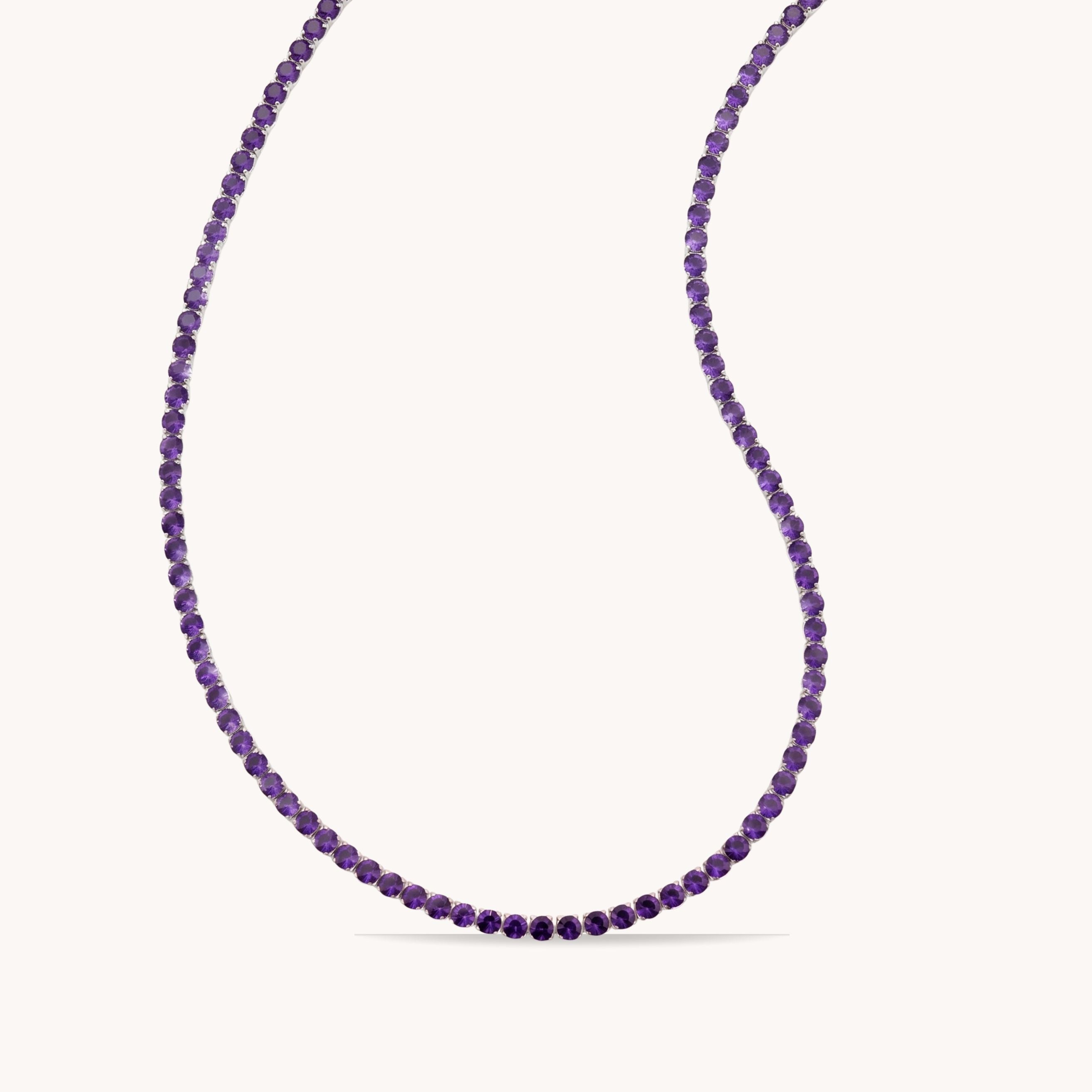 Birthstone Tennis Necklace in Silver