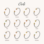 Birthstone Twist Bangle — January to December birth month chart