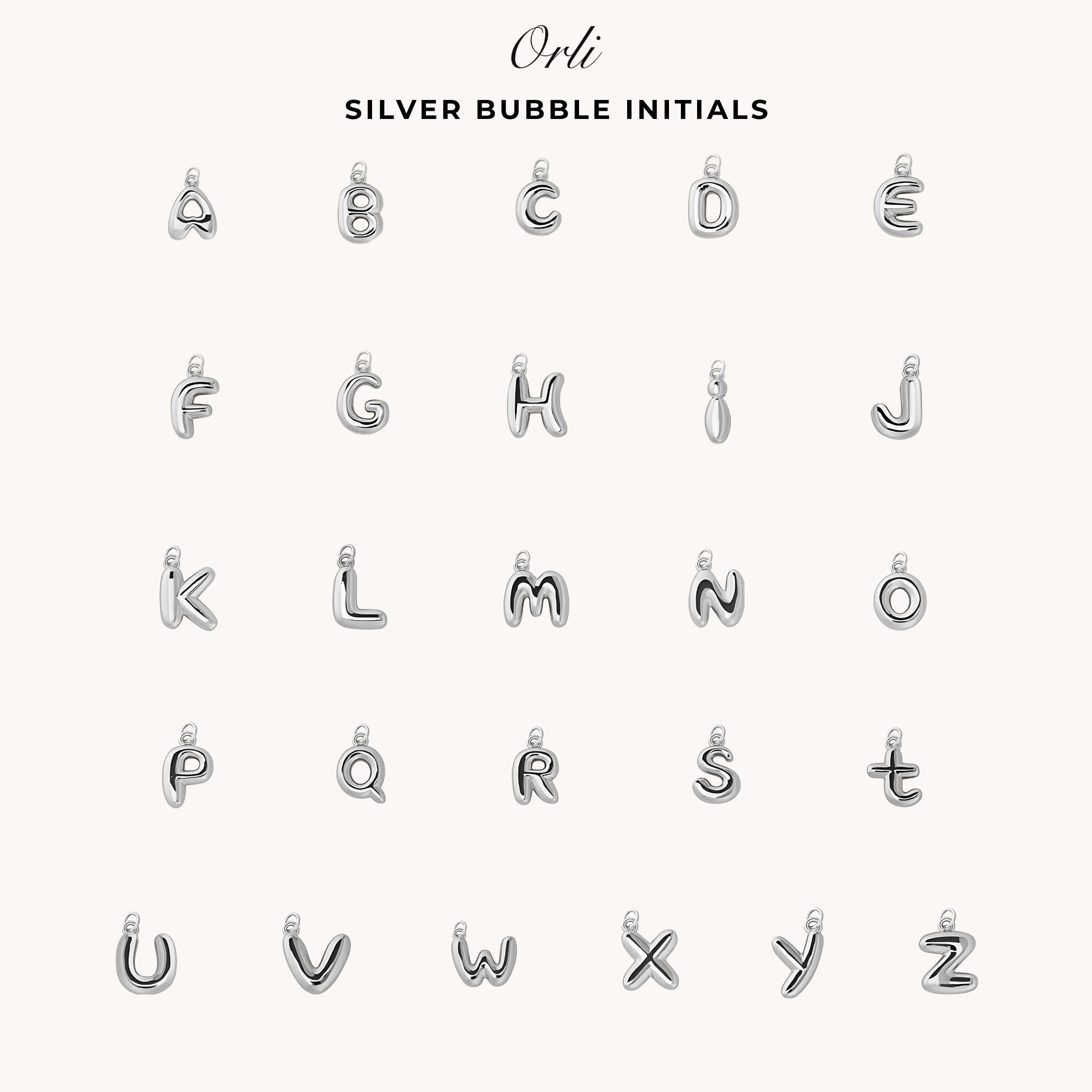 Bubble Initial Fine Necklace in Silver