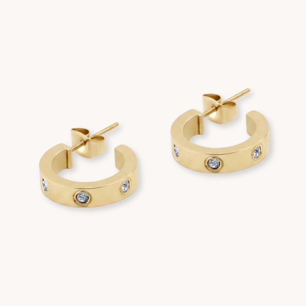 Cali Crystal Hoops in Gold