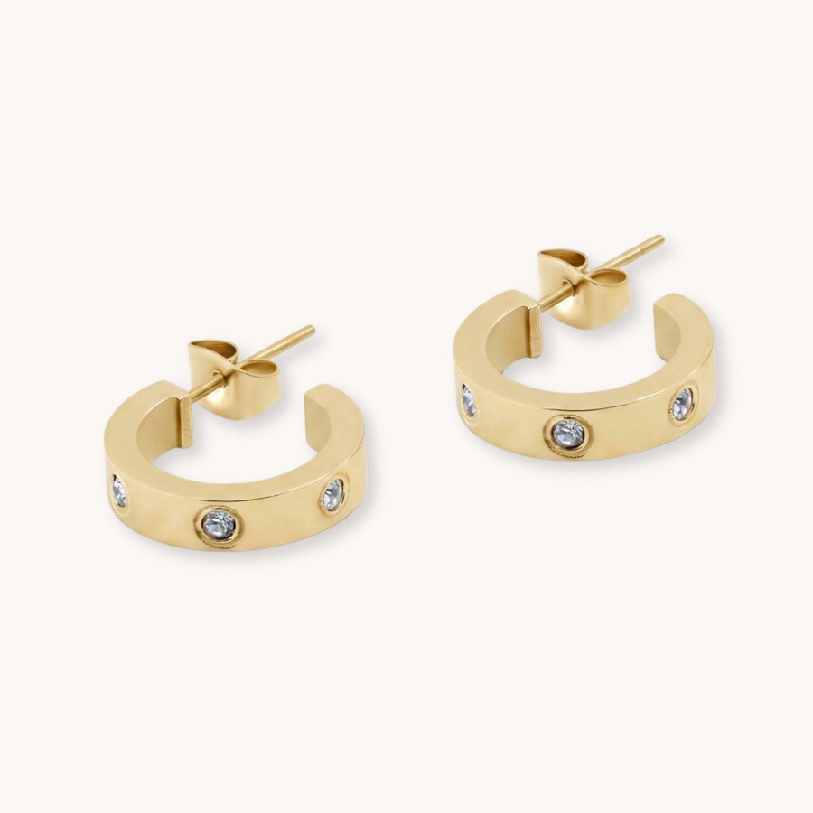 Cali Crystal Hoops in Gold