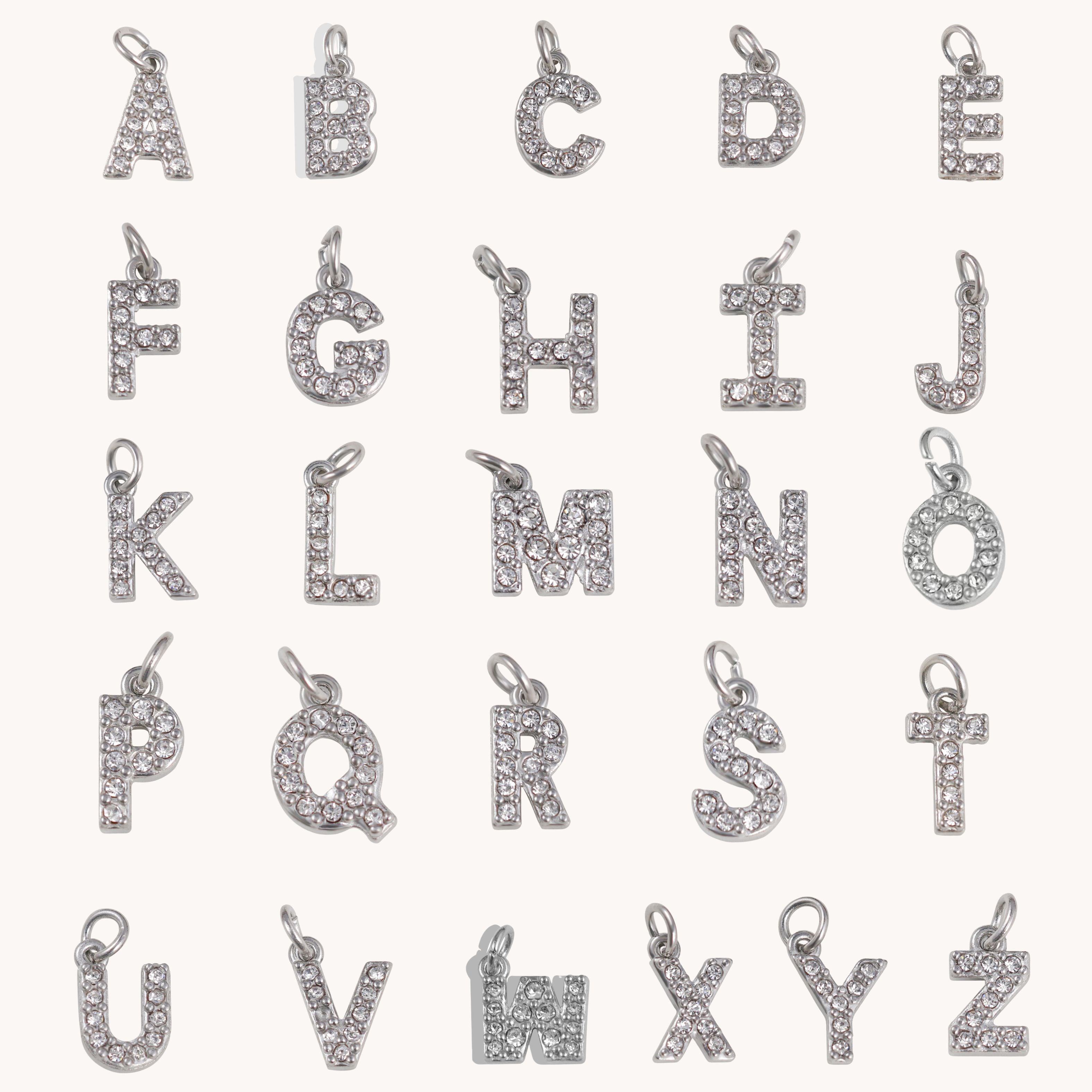 Paperclip Chain Crystal Initial Name Necklace, Silver