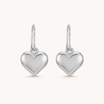 Chloe Heart Hook Earrings in Silver
