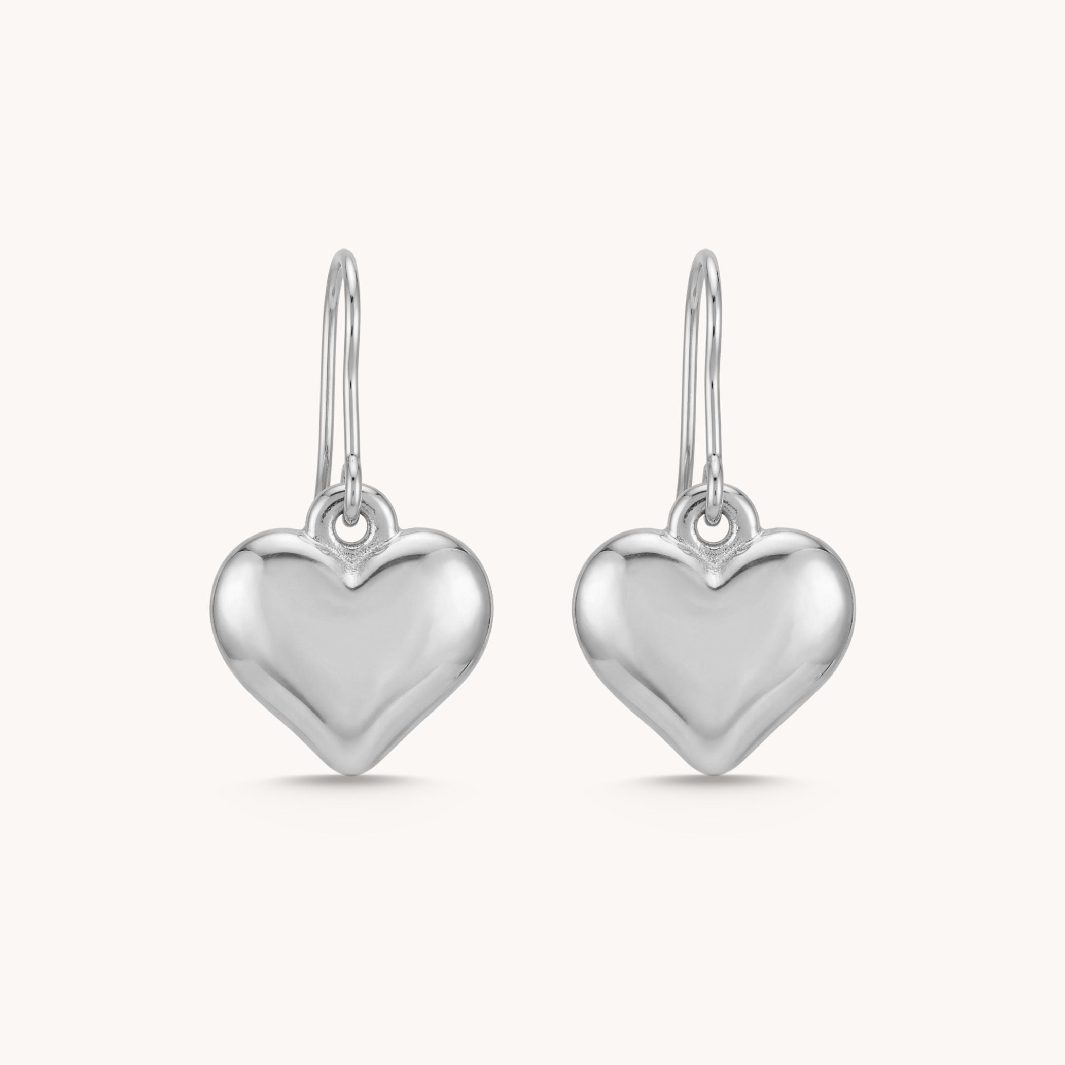 Chloe Heart Hook Earrings in Silver