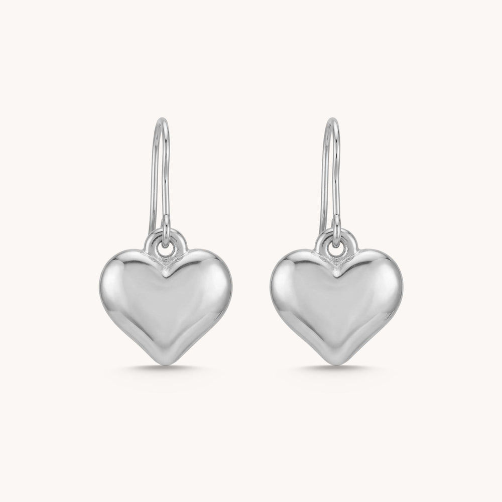 Chloe Heart Hook Earrings in Silver