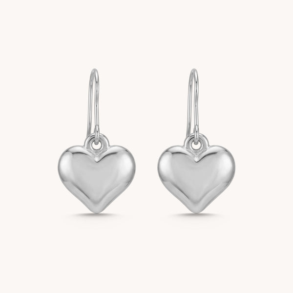 Chloe Heart Hook Earrings in Silver