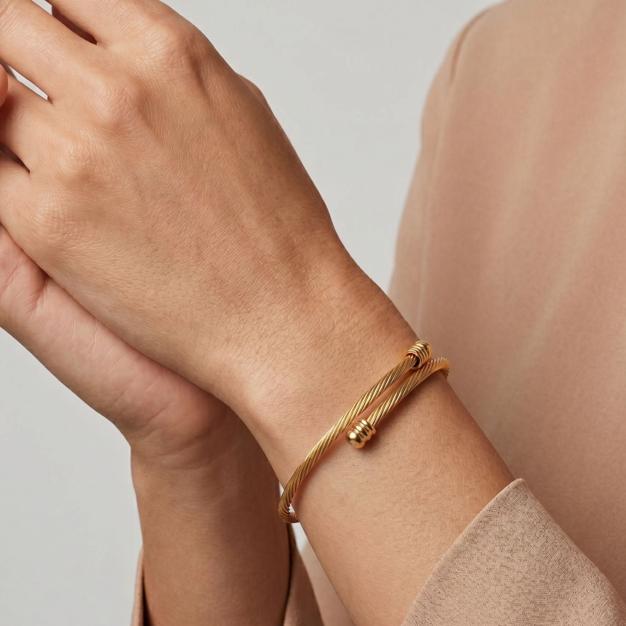 Classic Twist Adjustable Bangle in Gold