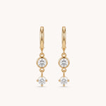 Gold crystal drop huggie hoop earrings