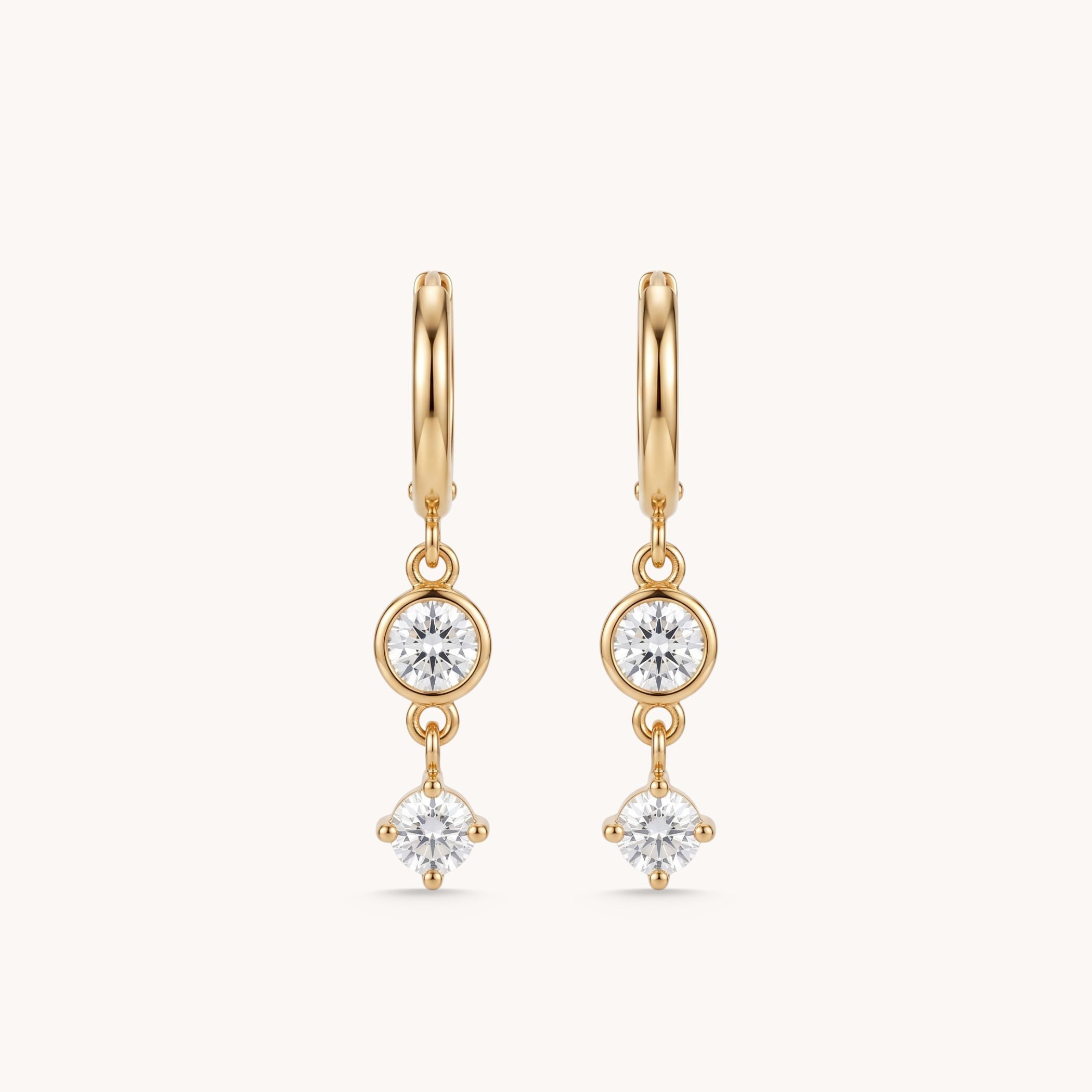 Gold crystal drop huggie hoop earrings