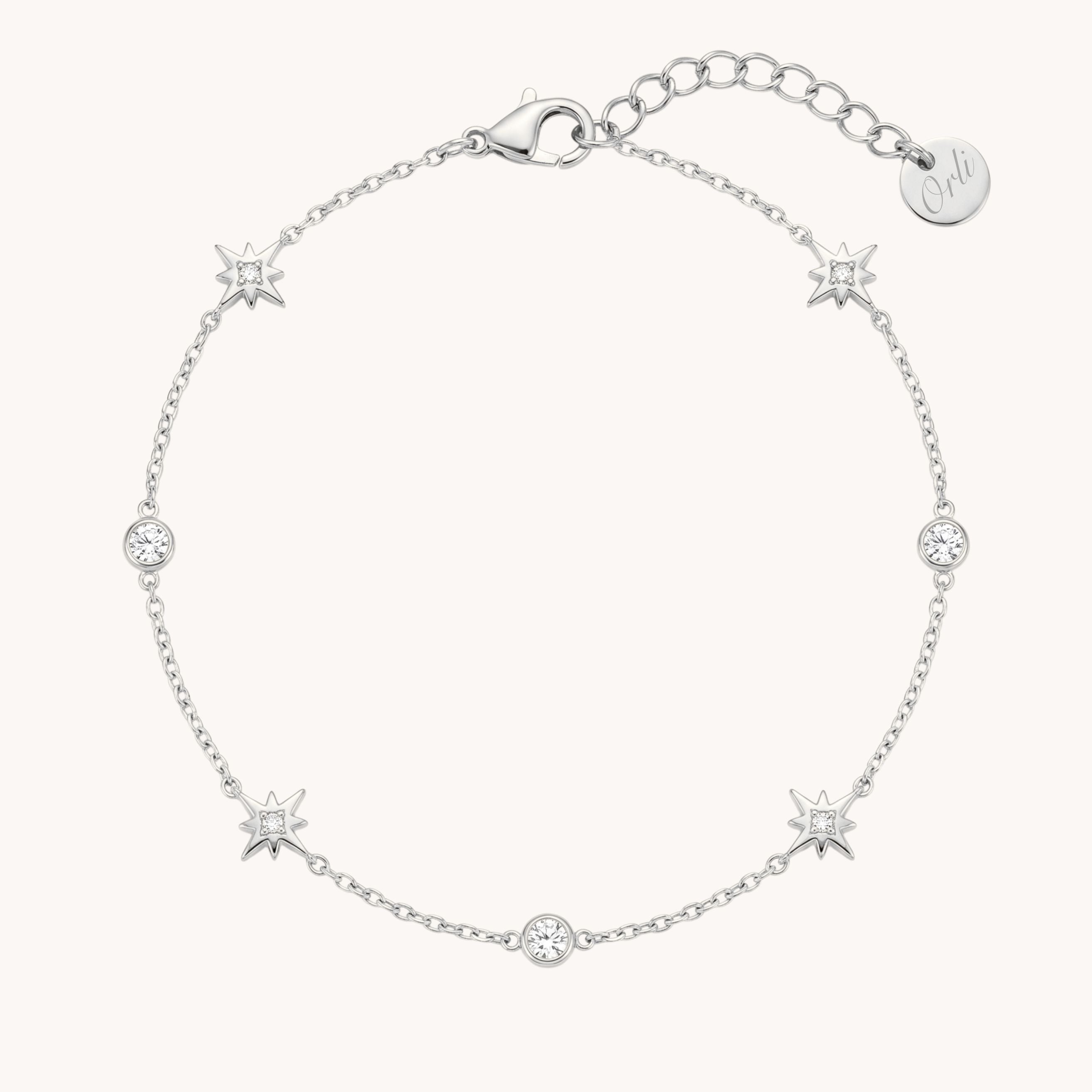 Starburst Crystal Anklet in Silver