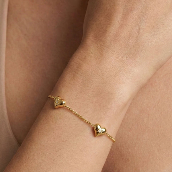 Crystal Starburst Multi Heart Bracelet in Gold