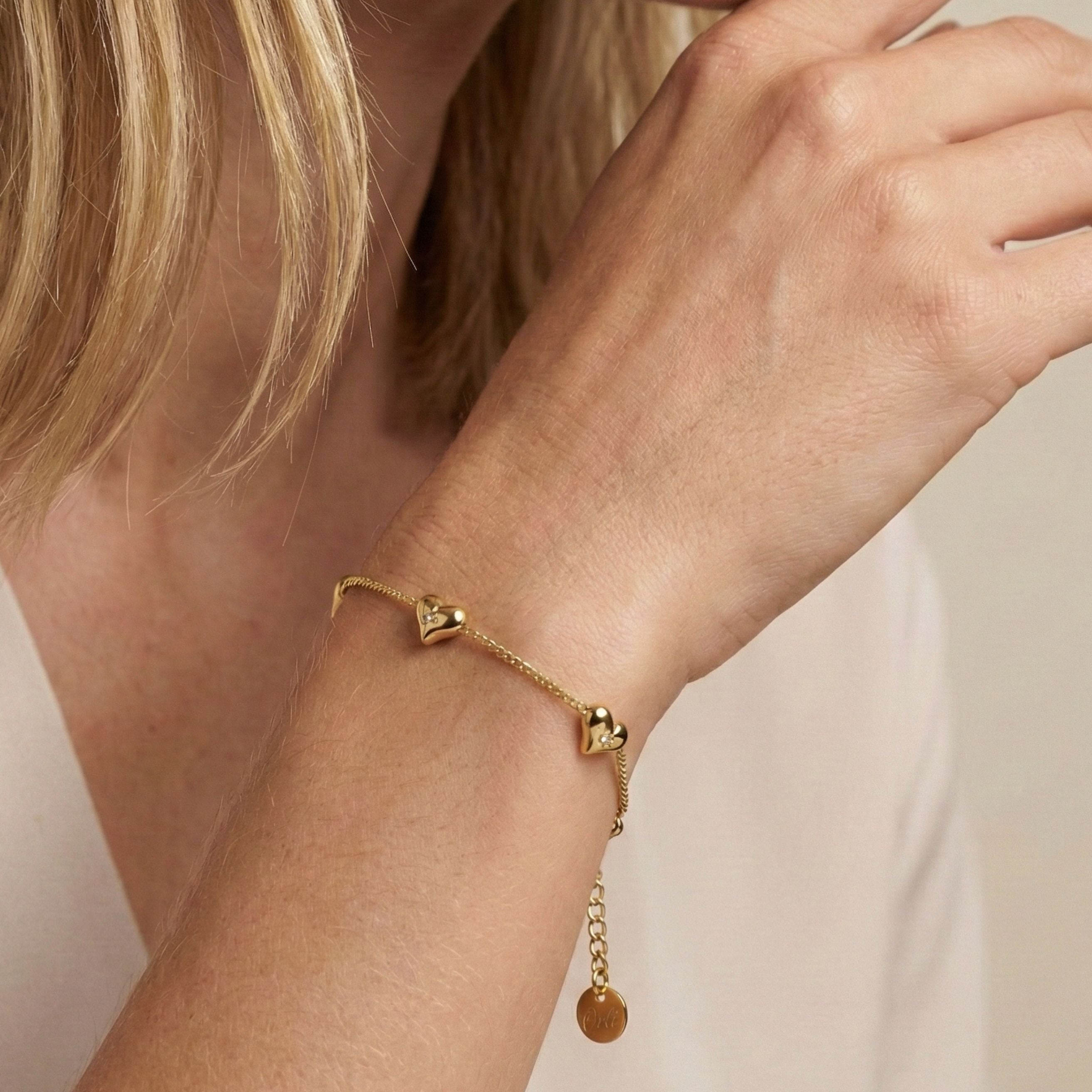 Crystal Starburst Multi Heart Bracelet in Gold