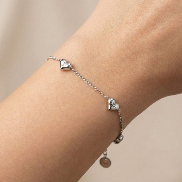 Crystal Starburst Multi Heart Bracelet in Silver