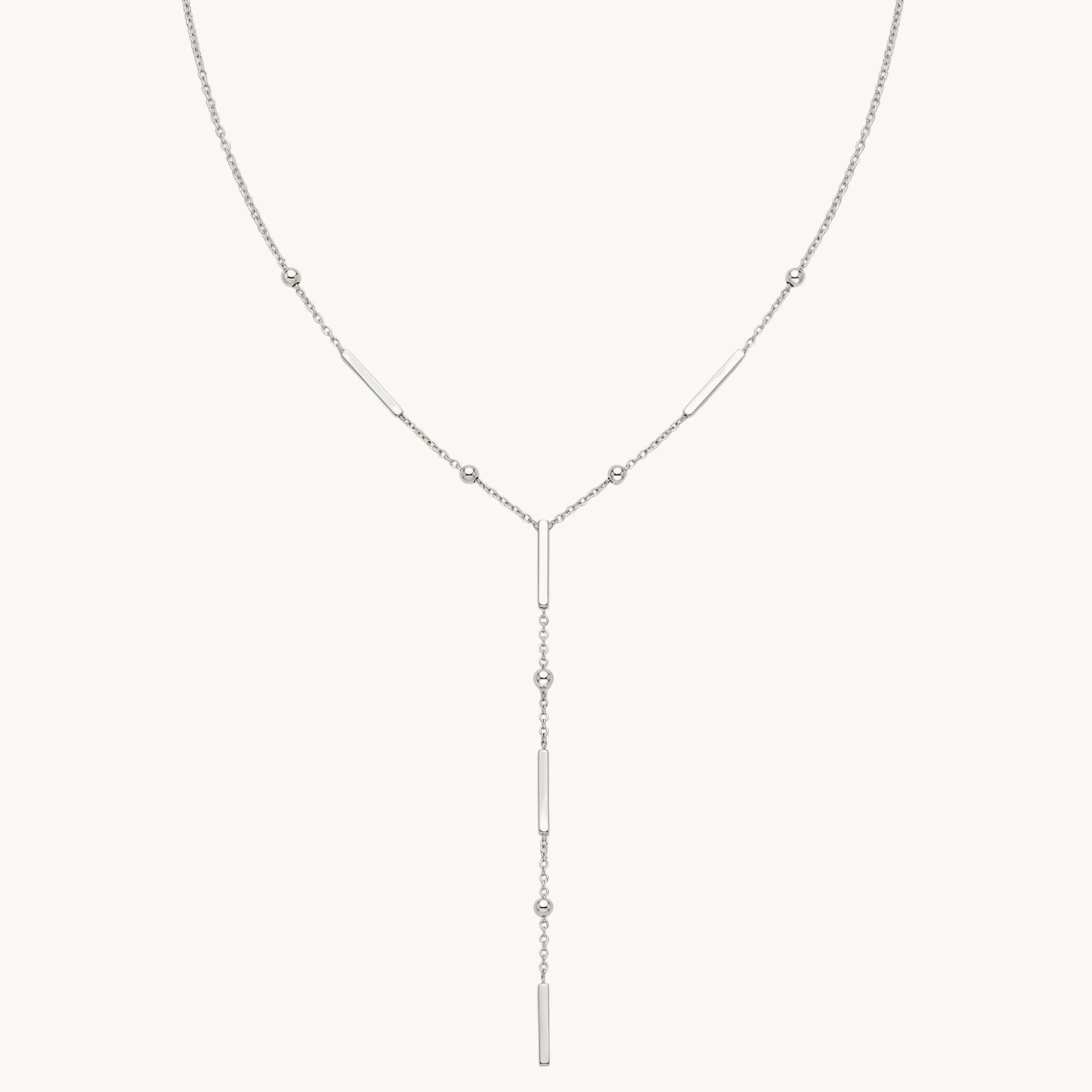 Elara Bar Drop Necklace in Silver