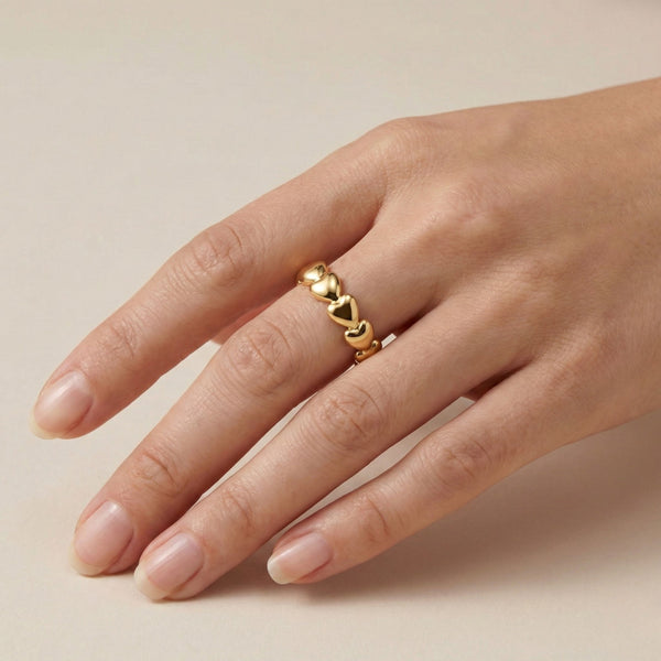 Elise Heart Band Ring, Gold