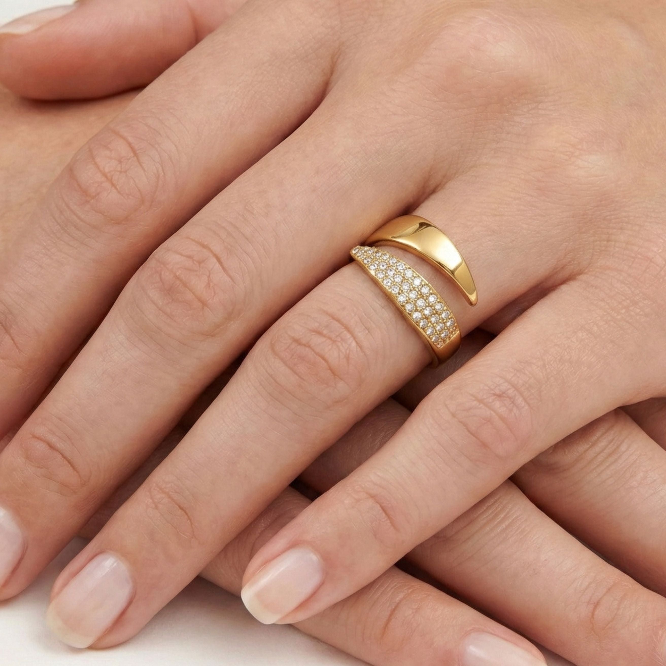Elsie Crystal Wrap Ring, Gold
