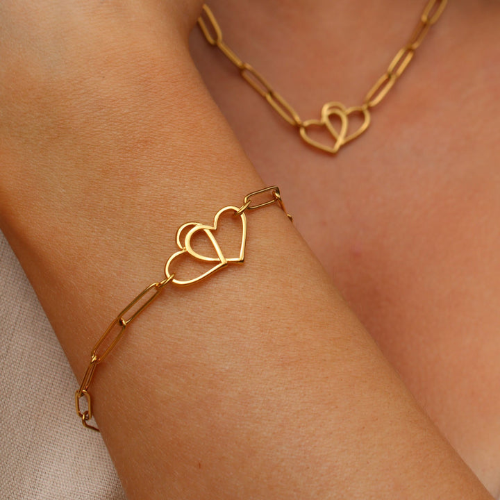 Eternal Heart Paperclip Bracelet, Gold