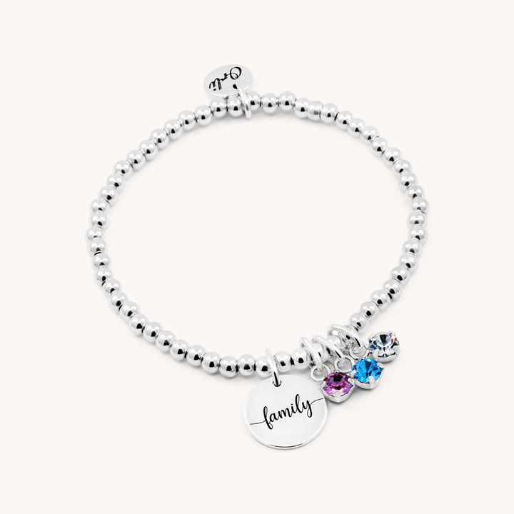 Personalised Family Birthstone Beads Bracelet