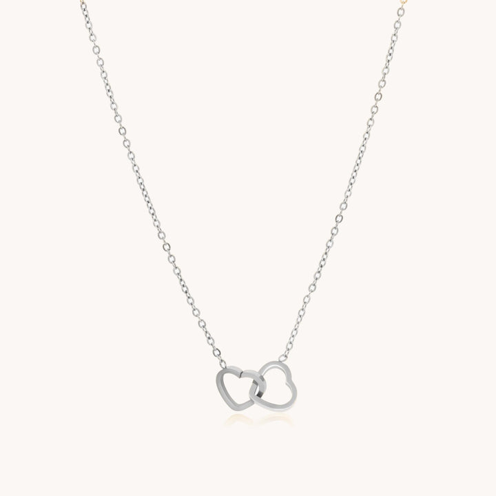 Interlinked Heart Necklace, Silver