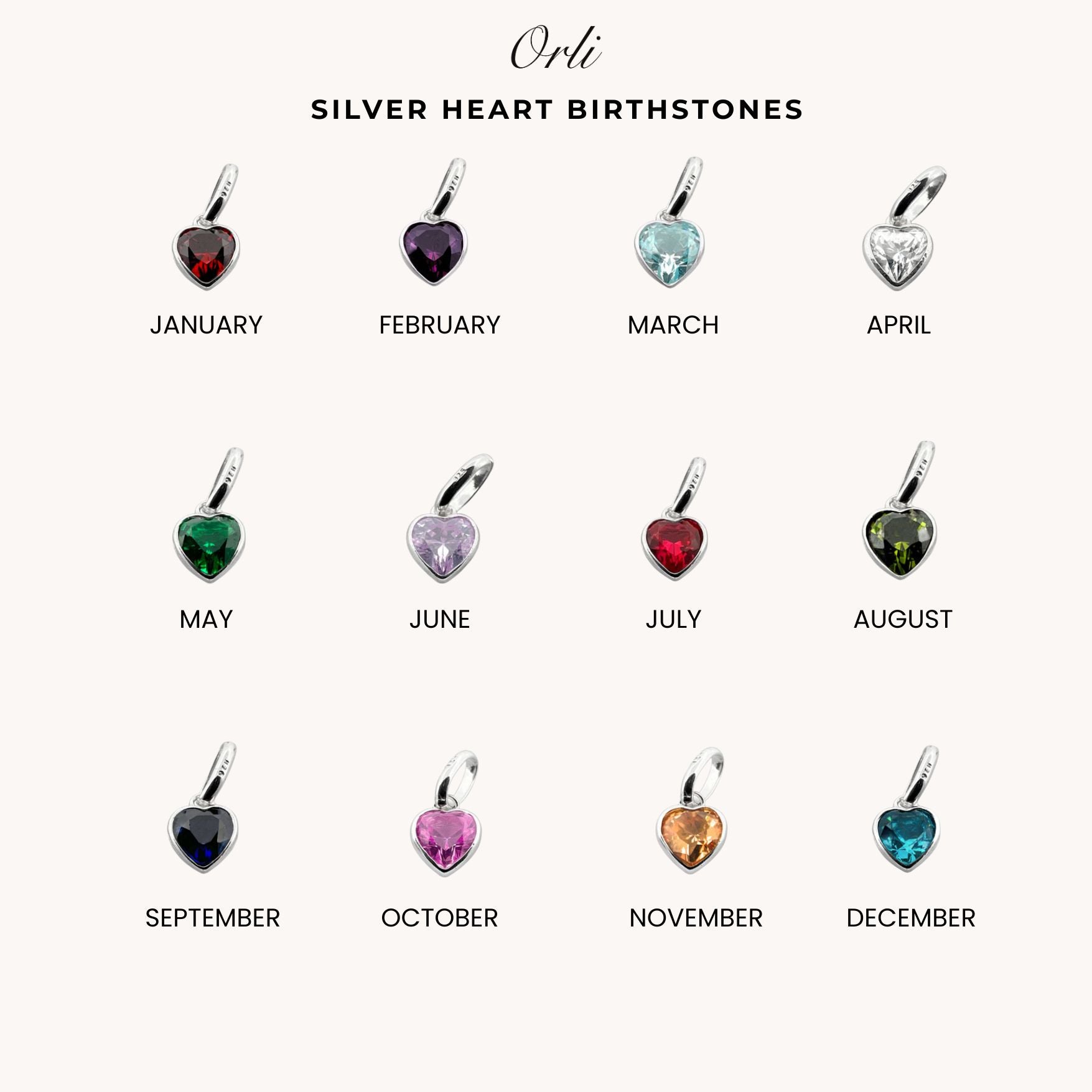 Sterling Silver Liv Birthstone Heart Beads Bracelet