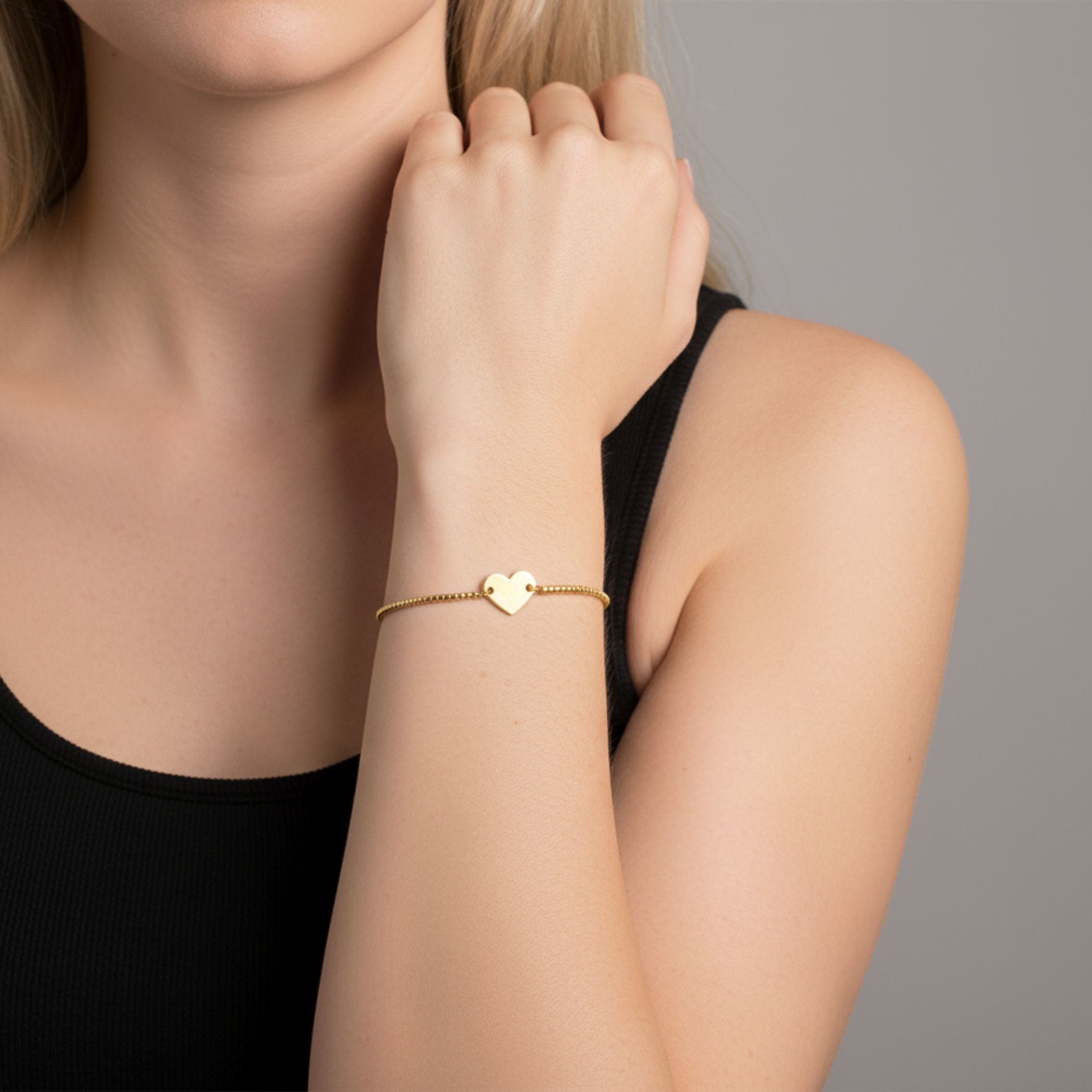 Engravable Heart Slider Bracelet in Gold
