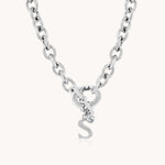 initial and birthstone toggle clasp chunky necklace