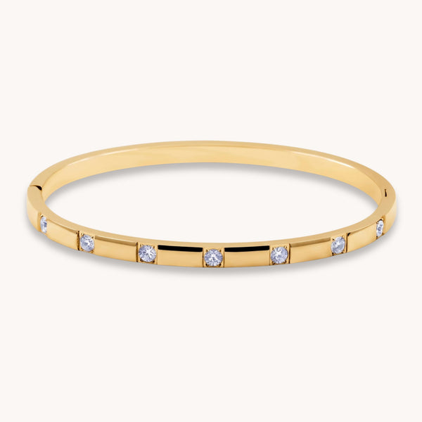 Kirstie Square Crystal Bangle in Gold