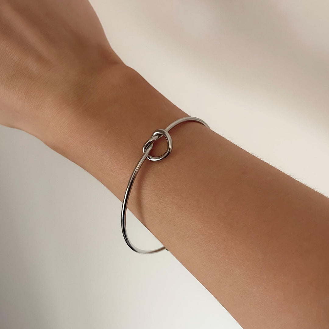 Knotted Bangle, Silver