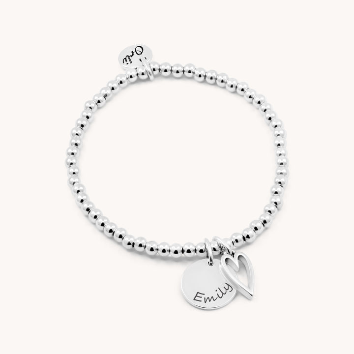 Lily Open Heart Personalised Beads Bracelet