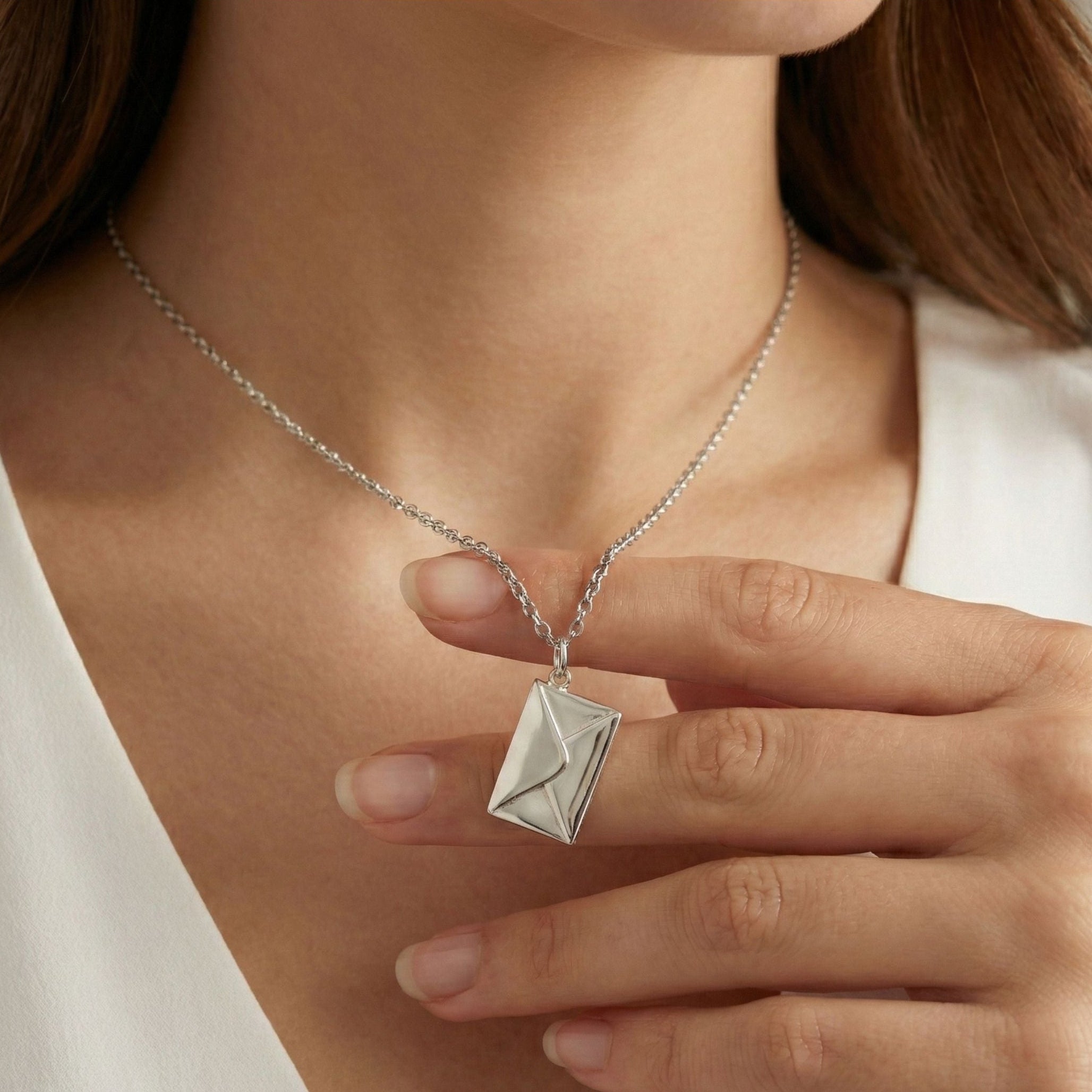 Personalised Envelope Necklace in Silver