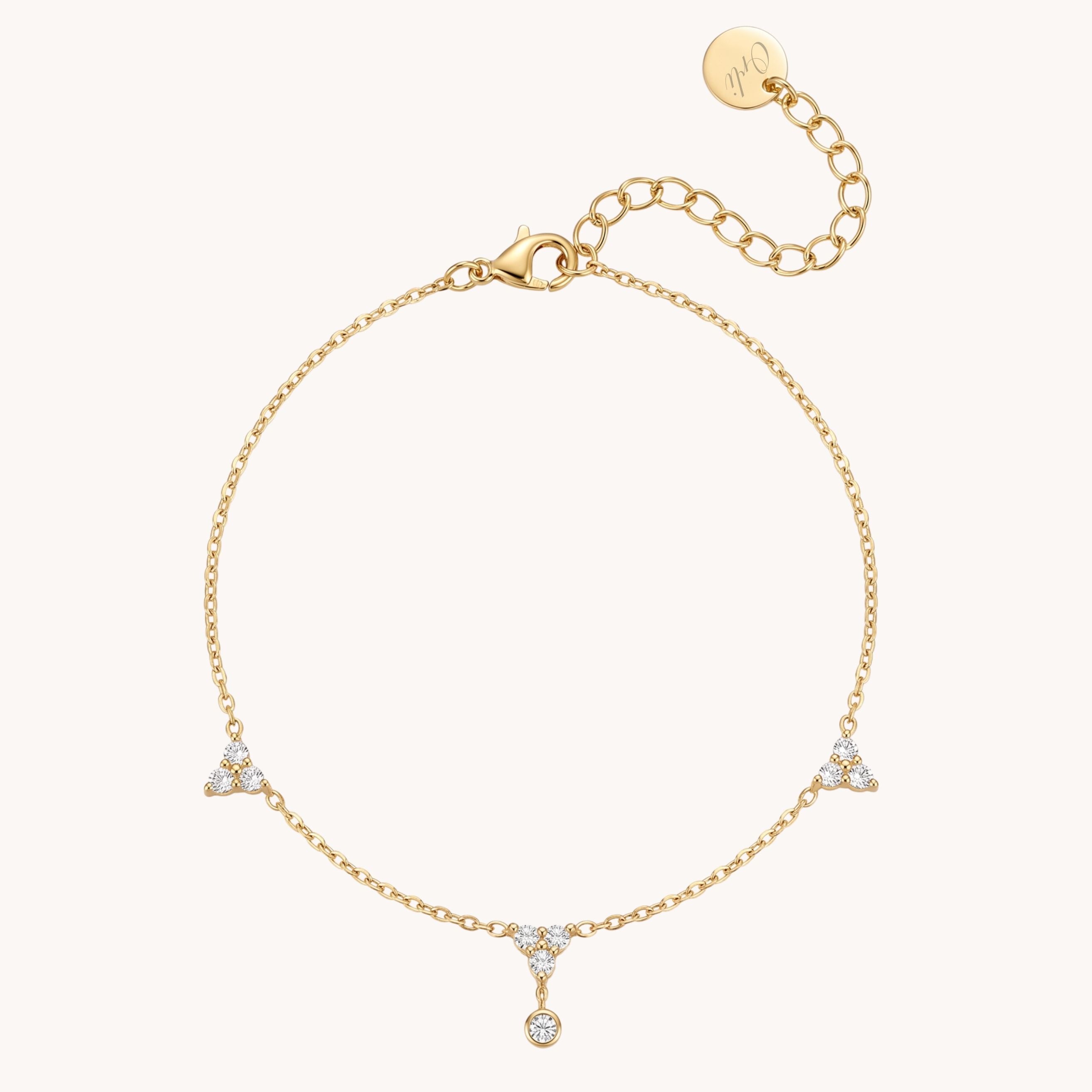 Lumi Drop Crystal Anklet in Gold