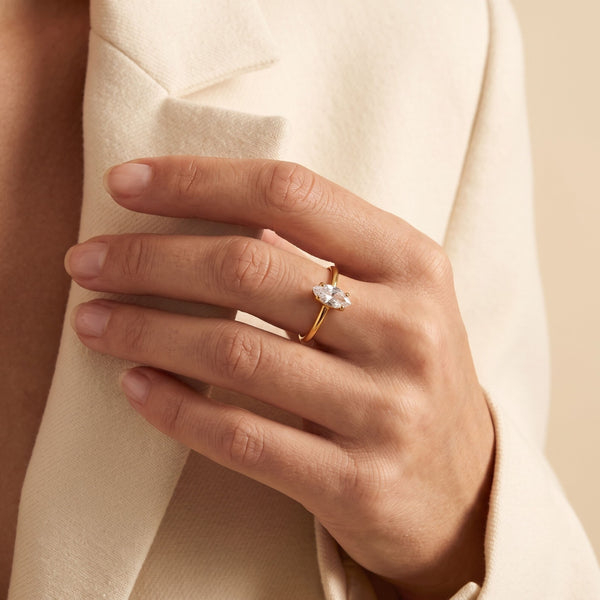 Marquise Solitaire Ring in Gold