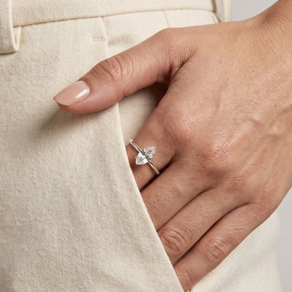 Marquise Solitaire Ring in Silver
