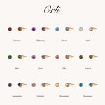 Mini Birthstone Stud Earrings in Gold — January to December birth month chart