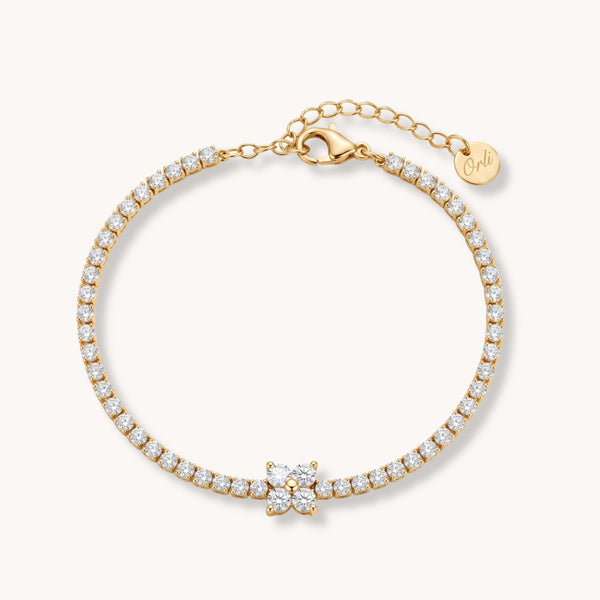 Mini Clover Tennis Bracelet in Gold