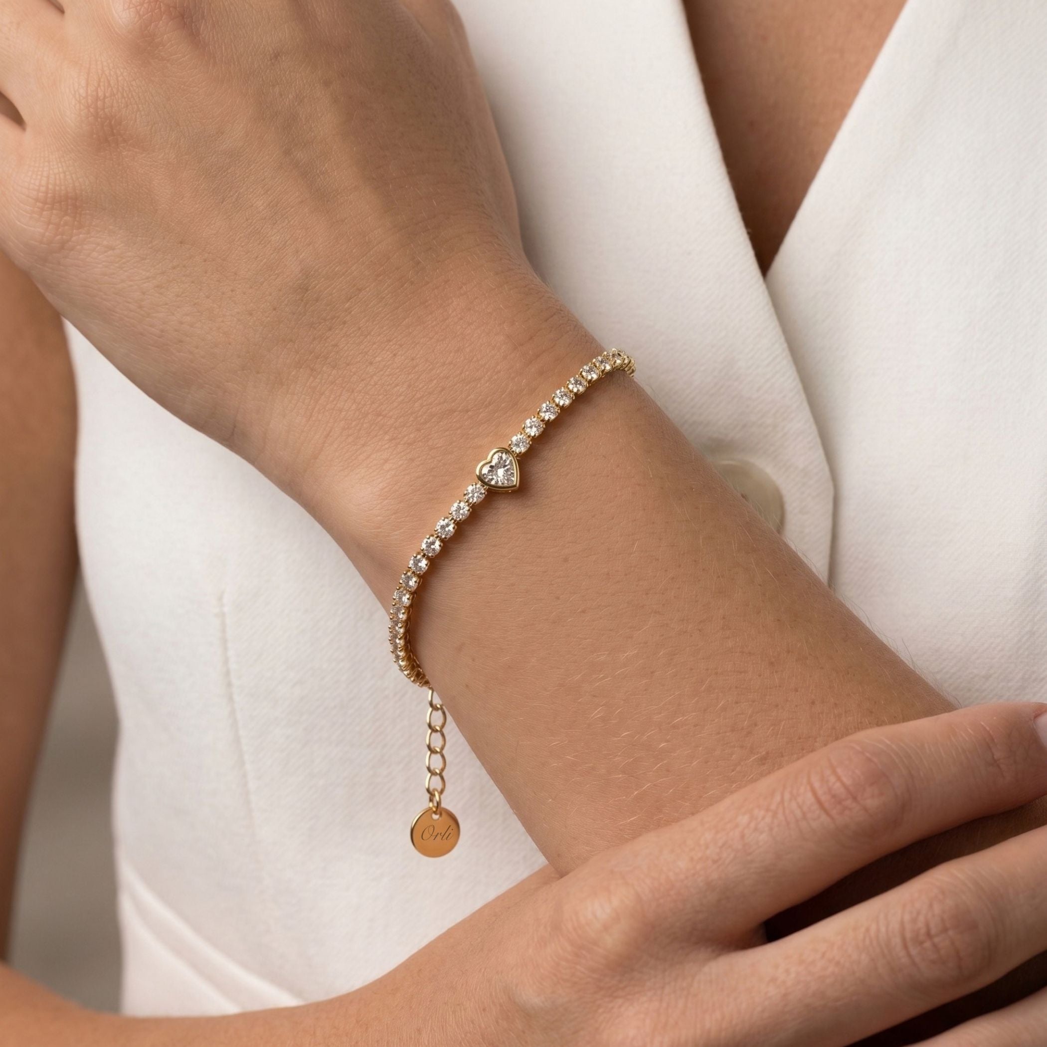 Mini Heart Tennis Bracelet in Gold
