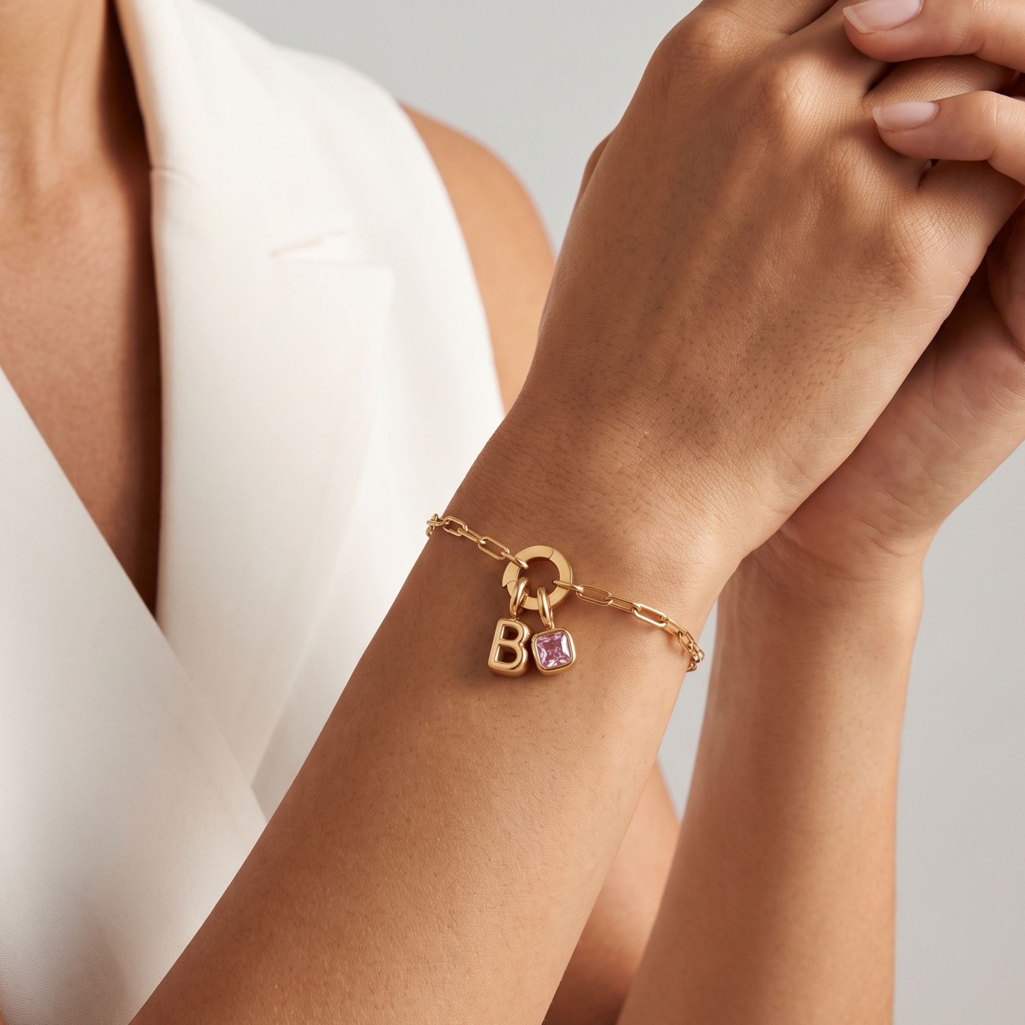 mini-paperclip-bubble-initial-birthstone-bracelet-in-gold