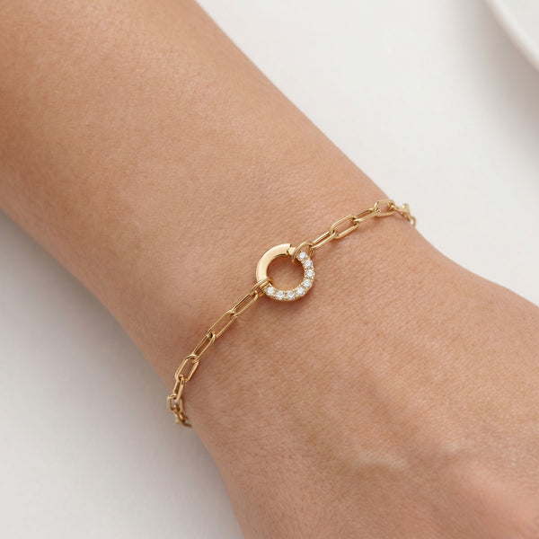 Mini Paperclip Chain Charm Connector Bracelet in Gold