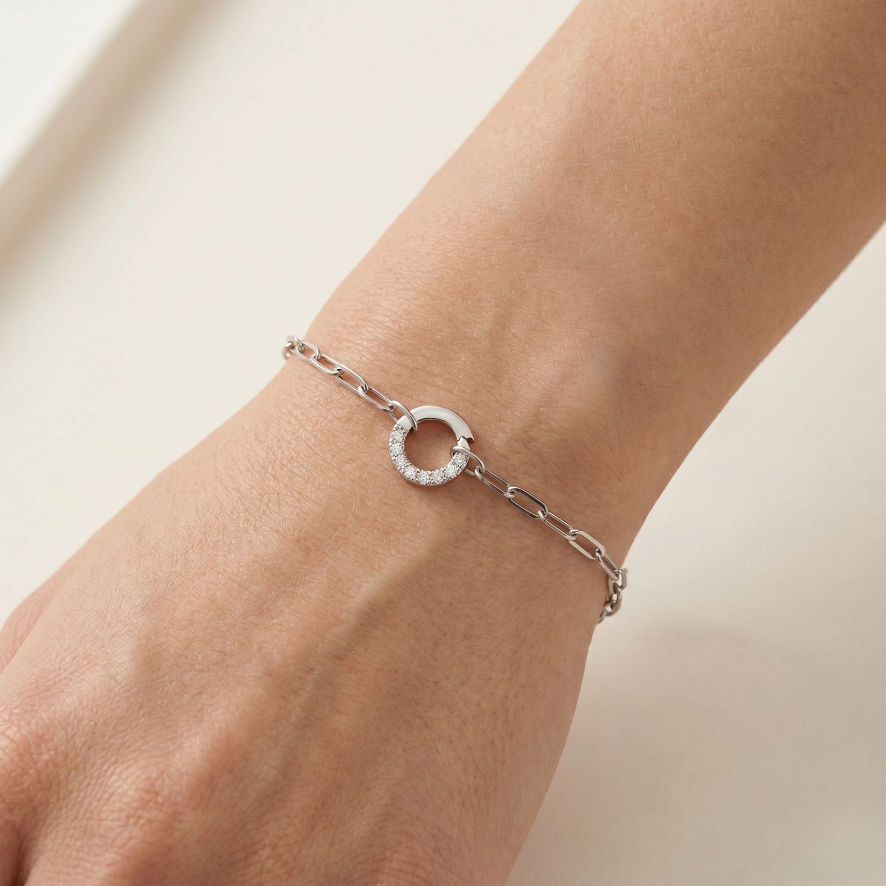 Mini Paperclip Chain Connector Charm Bracelet in Silver