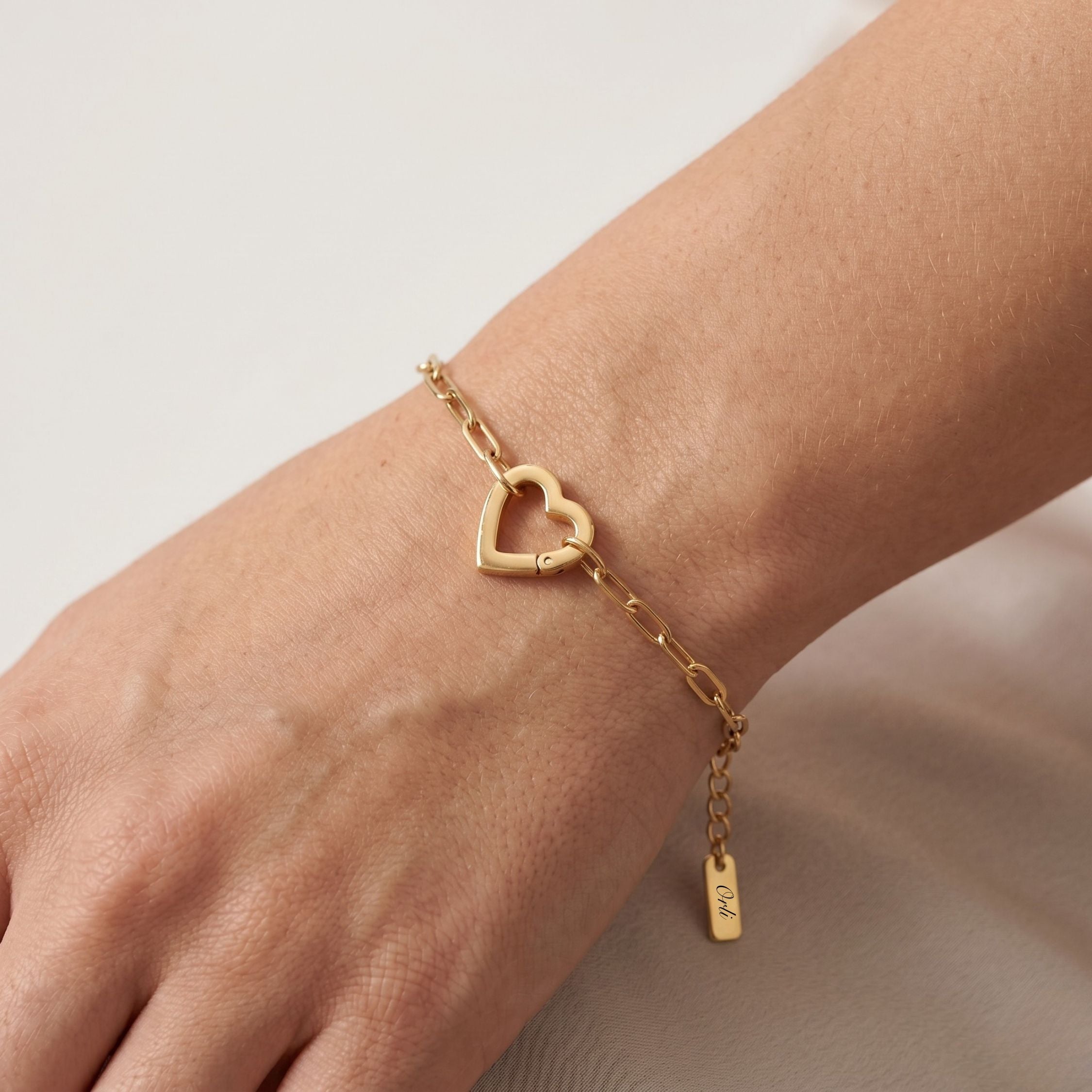 Mini Paperclip Chain Charm Connector Bracelet in Gold