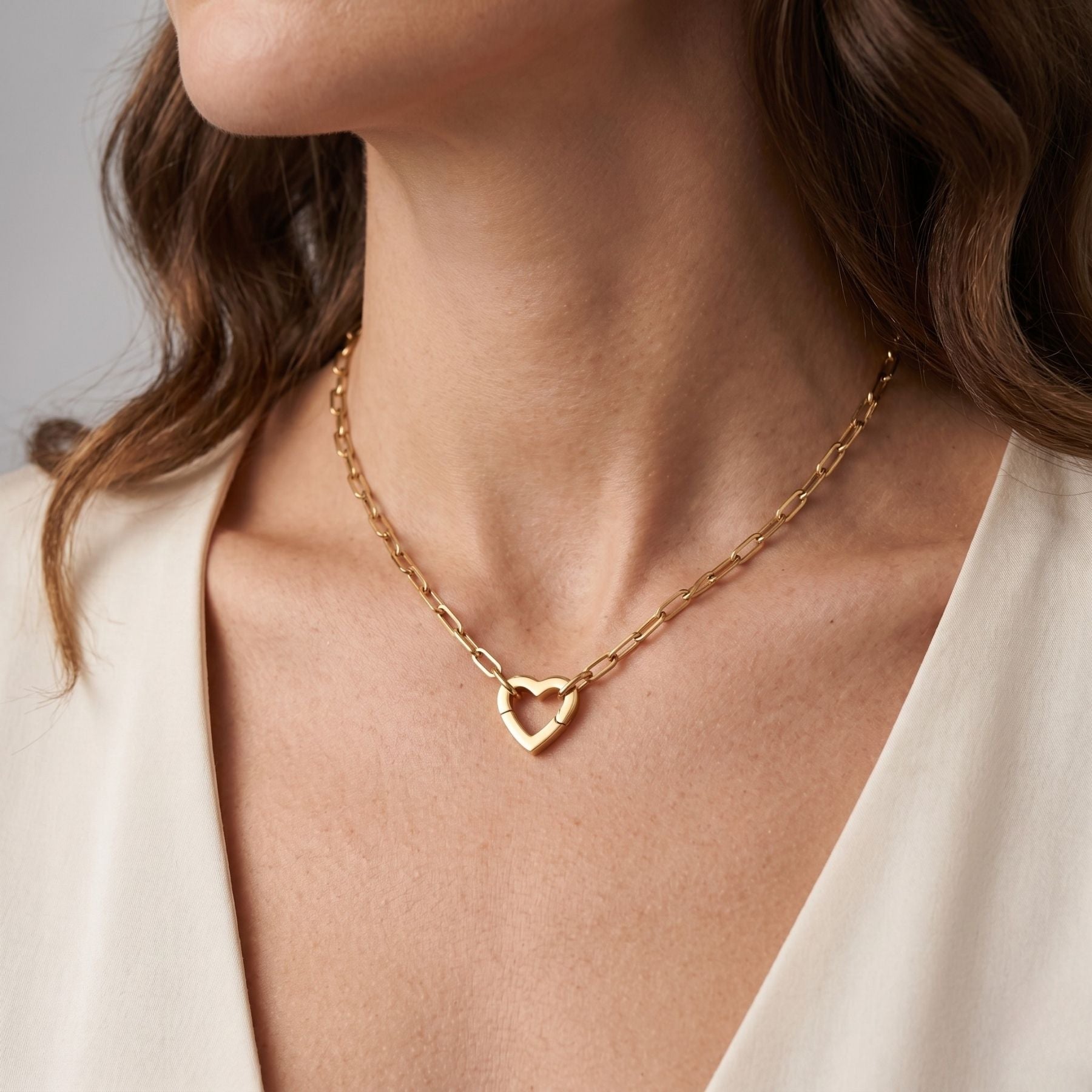 Mini Paperclip Charm Connector Necklace in Gold