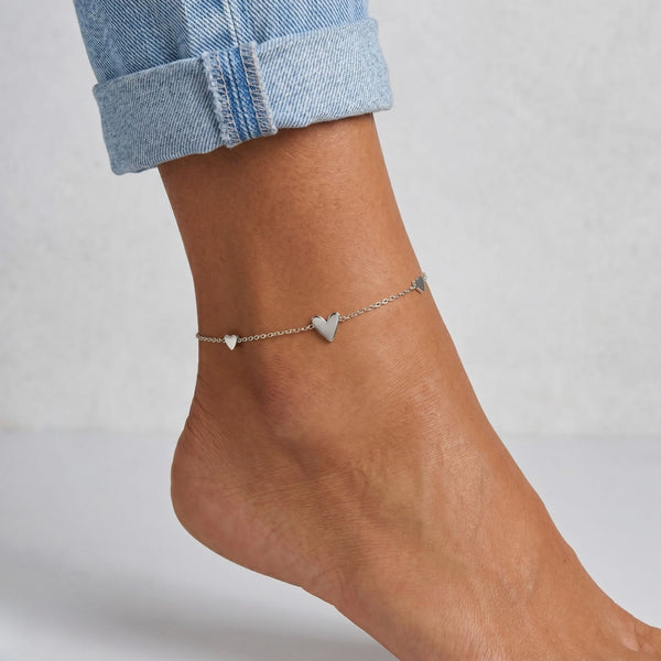 Multi Heart Anklet in Silver