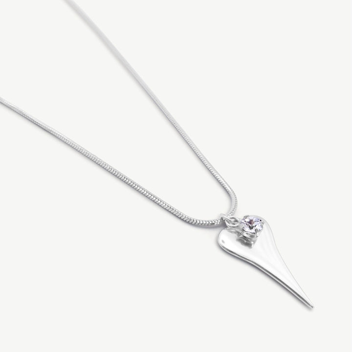 Hourglass Heart & Birthstone Snake Chain Necklace, Silver