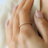 Sterling Silver Crystal Band Ring, Gold