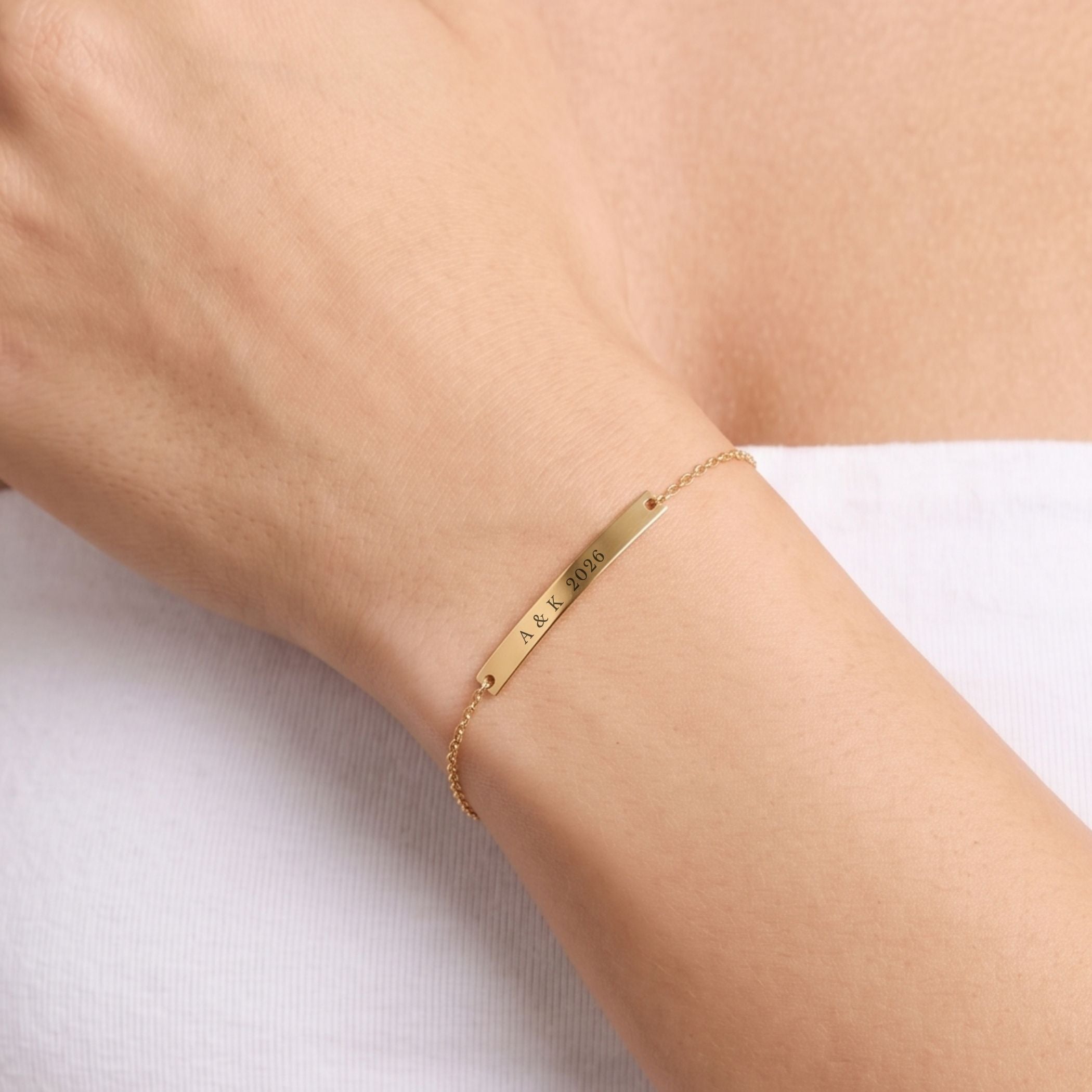 Personalised Fine Bar Bracelet in Gold
