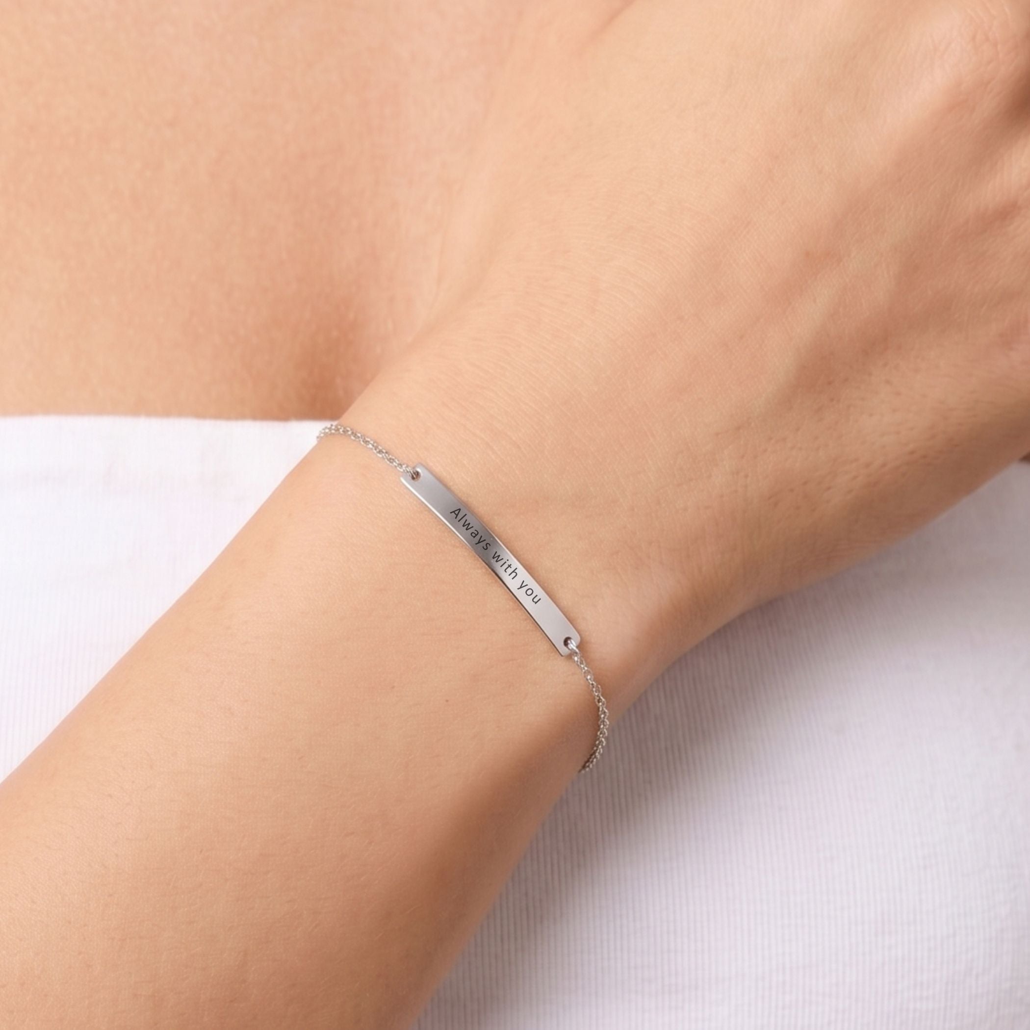 Personalised Fine Bar Bracelet in Silver