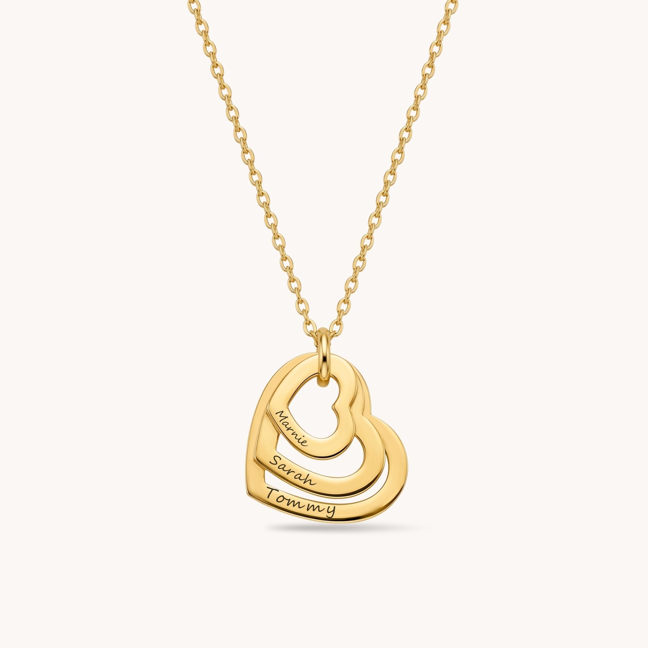 Personalised Linked Hearts Necklace in Gold