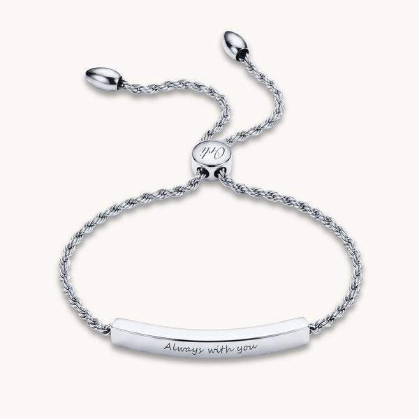 Personalised Message Slider Bracelet in Silver