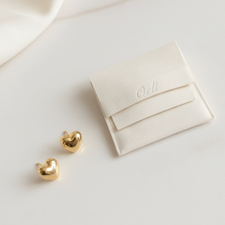 Mini Heart Stud Earrings, Gold