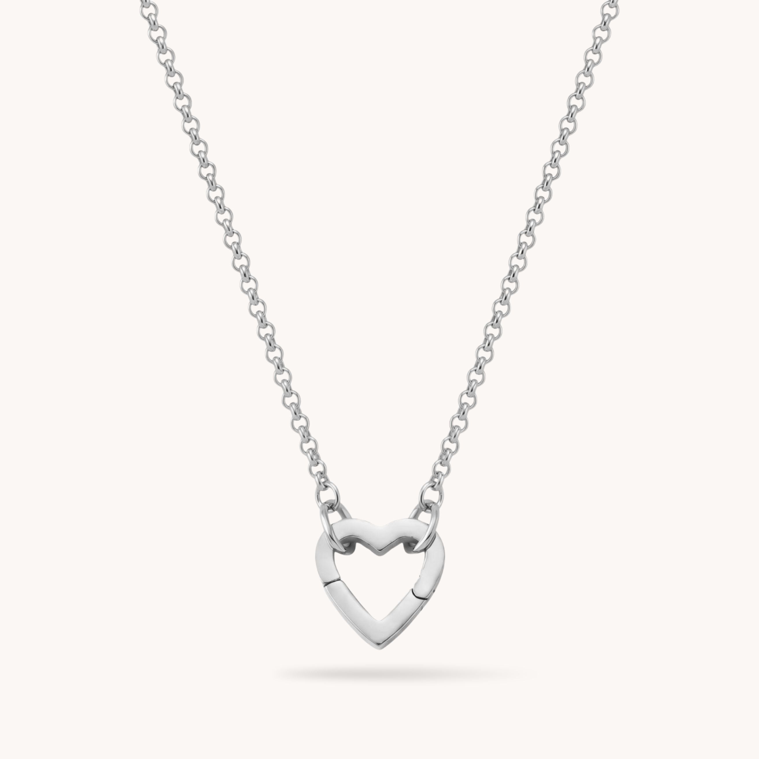 Rolo Chain Charm Connector Necklace in Silver
